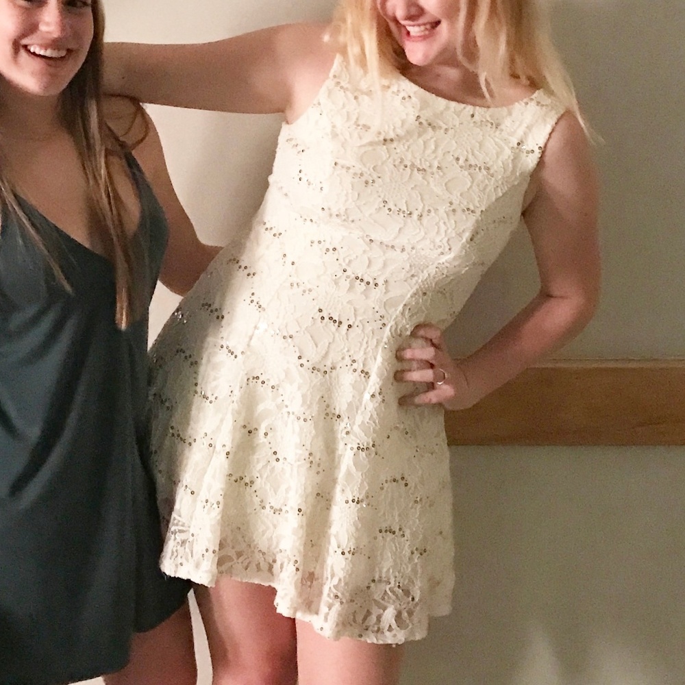 White Sparkly Semi Formal Dress